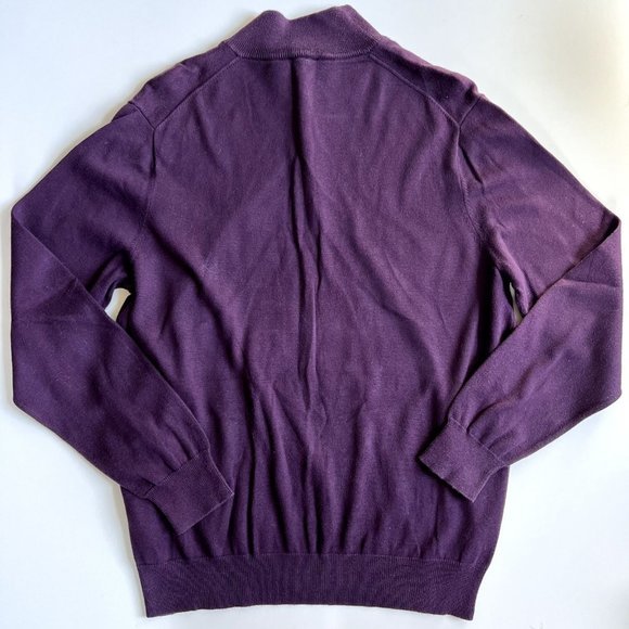 JOS A Bank Sweater Men's Size Large Pullover Quarter Button Pima Casual Purple - Picture 2 of 7